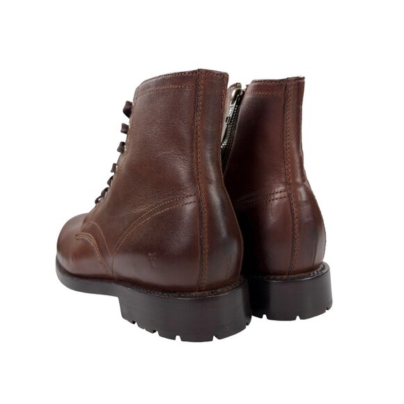 Frye Bowery Lace-up Boots Mens Size 10.5 D Side Zip Brown Leather 40115 NEW - Picture 5 of 7